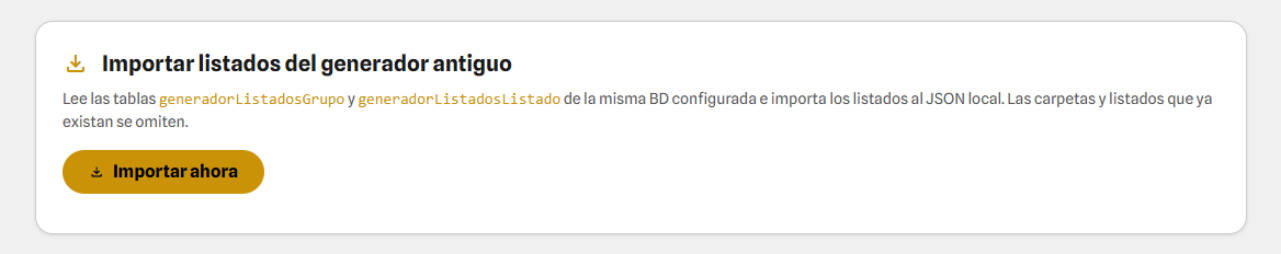 Importar listados antiguo