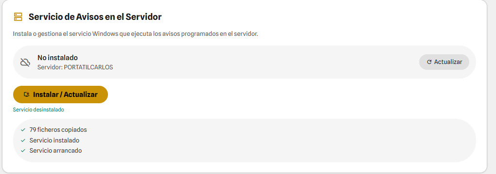 Servicio no instalado