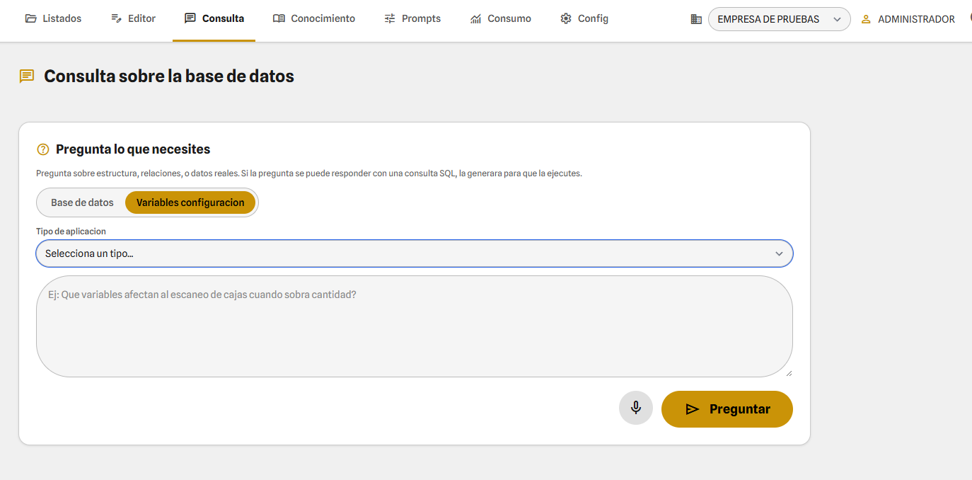 Consulta variables