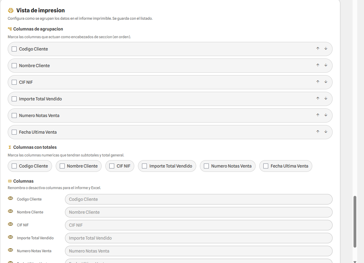 Configuracion de columnas